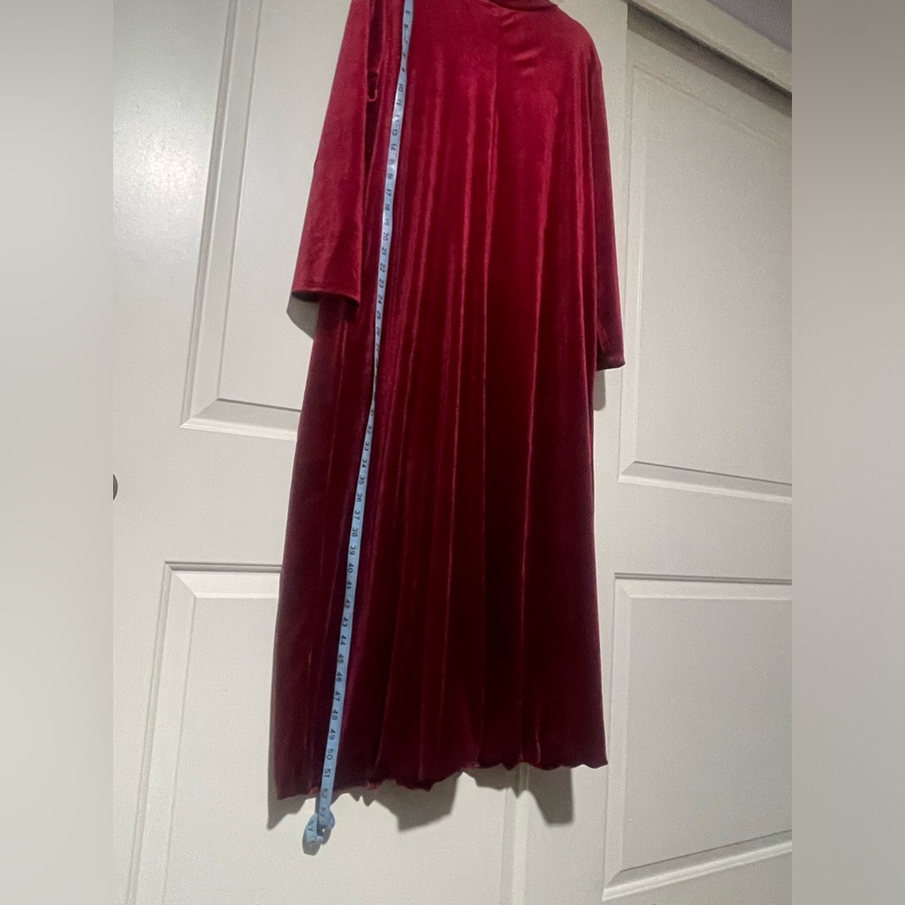 ♥️Velvet Burgundy Red Bubble Dress /w Pockets♥️ - Picture 11 of 13